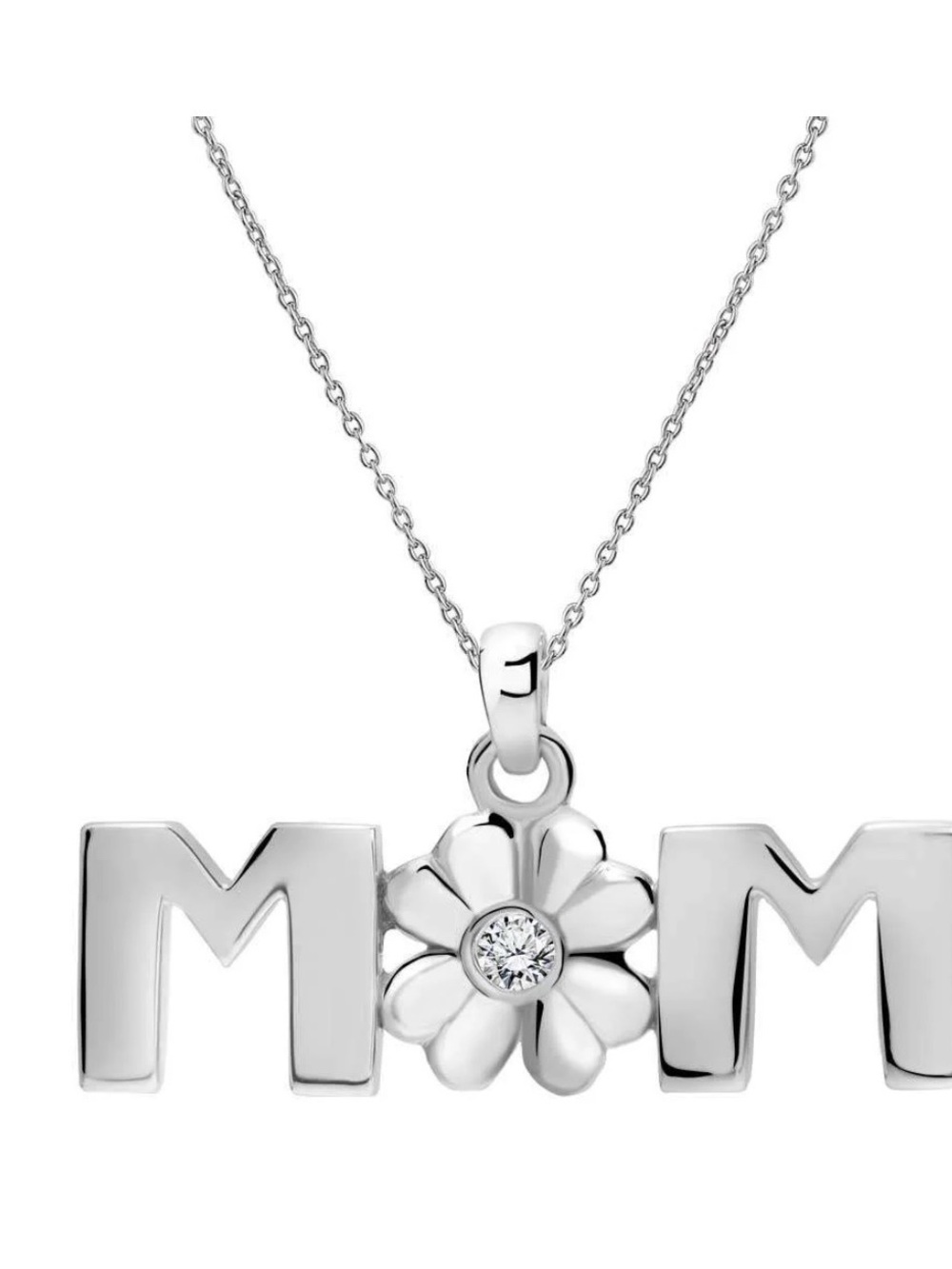 NWT-Leaf Clover Mom Diamond Necklace in 18K White Gold over Silver